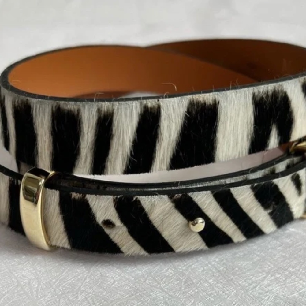 Maison Boinet Zebra Hair Leather Waist Belt Size 65/ 34